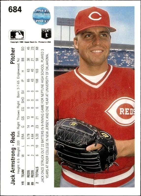 1990 Upper Deck Jack Armstrong #684 baseball trading card back