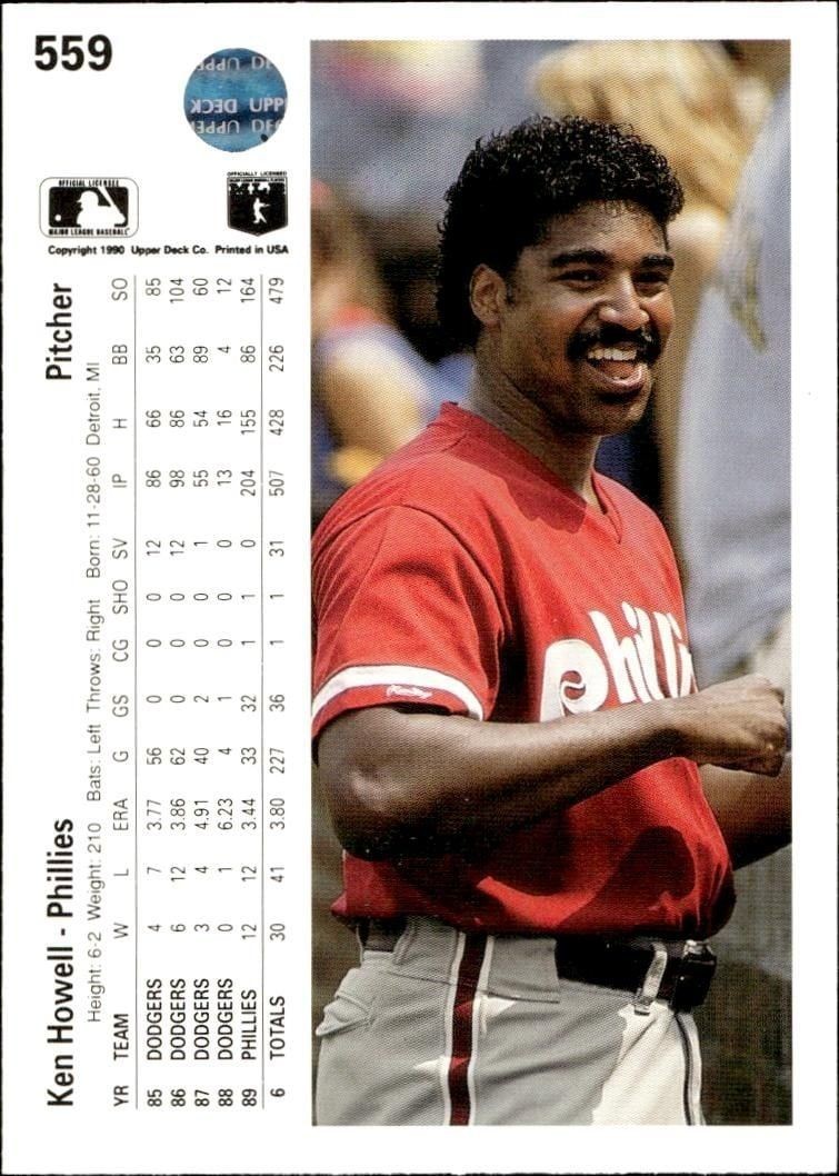 1990 Upper Deck Ken Howell #559 baseball trading card back