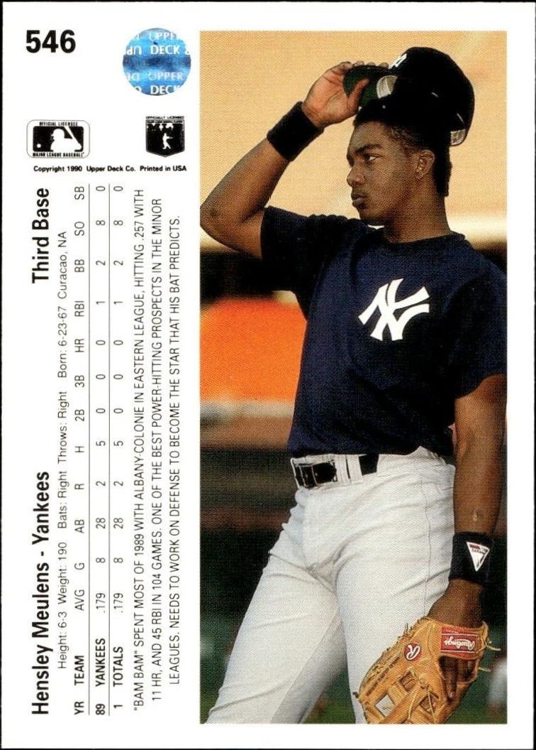 1990 Upper Deck Hensley Meulens #546 baseball trading card back