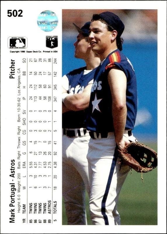 1990 Upper Deck Mark Portugal #502 baseball trading card back