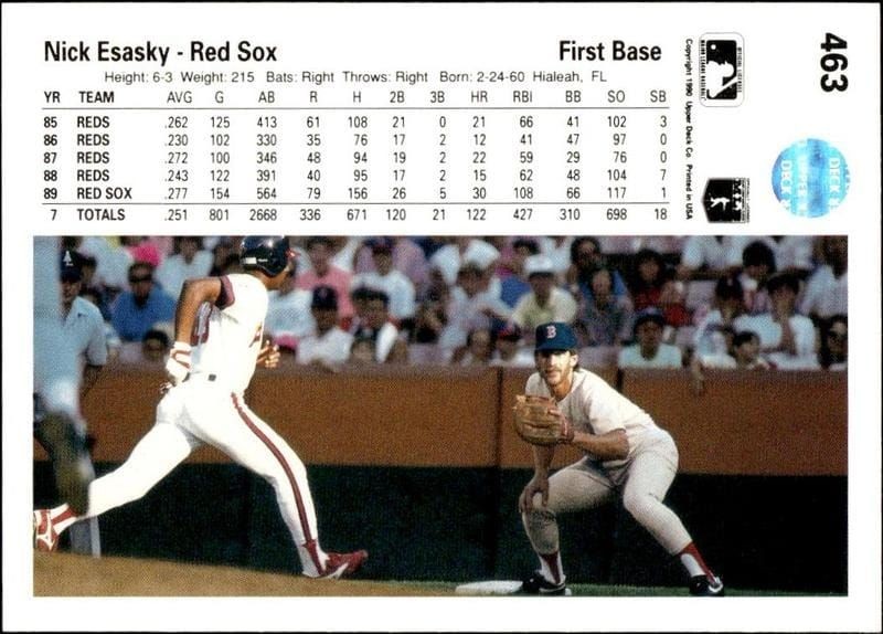 1990 Upper Deck Nick Esasky #463 baseball trading card back