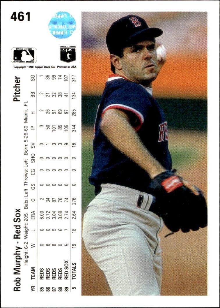 1990 Upper Deck Rob Murphy #461 baseball trading card back
