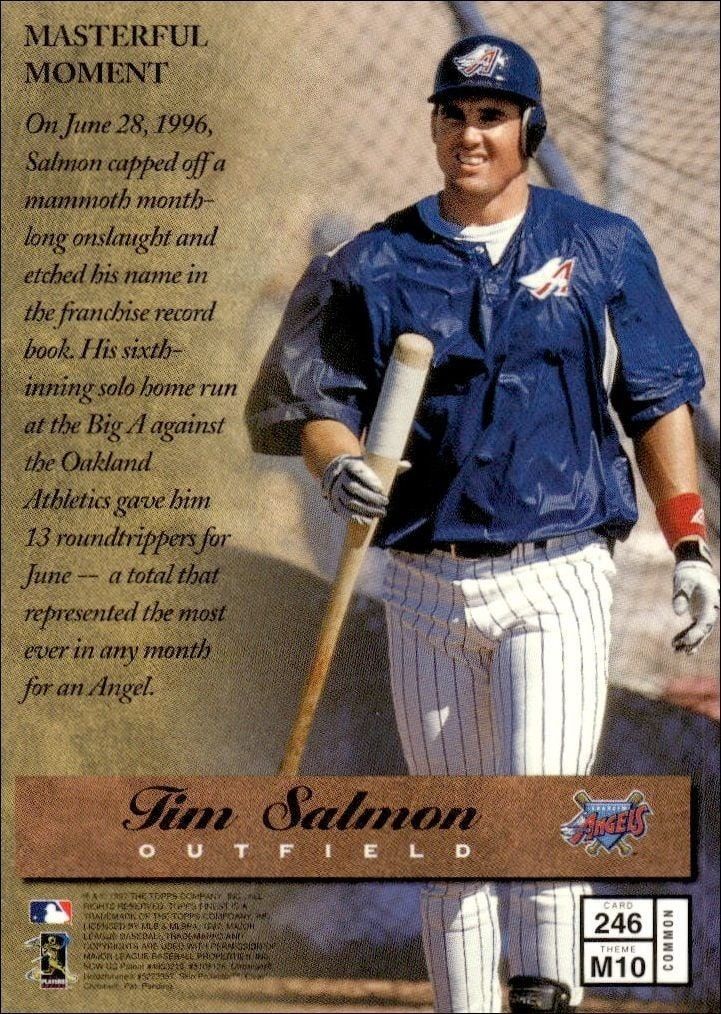 1997 Topps Finest Tim Salmon #246 baseball trading card back