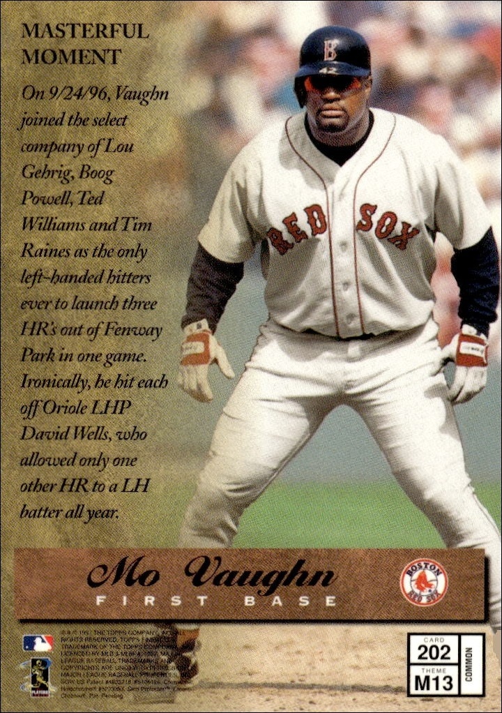 1997 Topps Finest Mo Vaughn #202 baseball trading card back