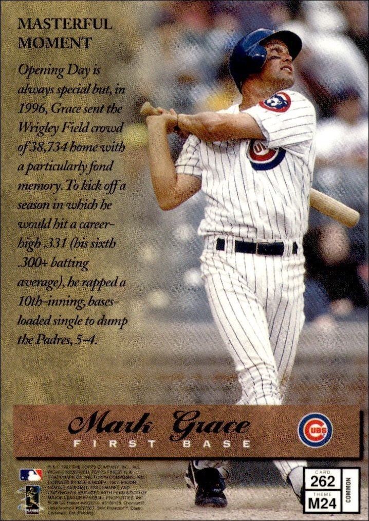 1997 Topps Finest Mark Grace #262 baseball trading card back