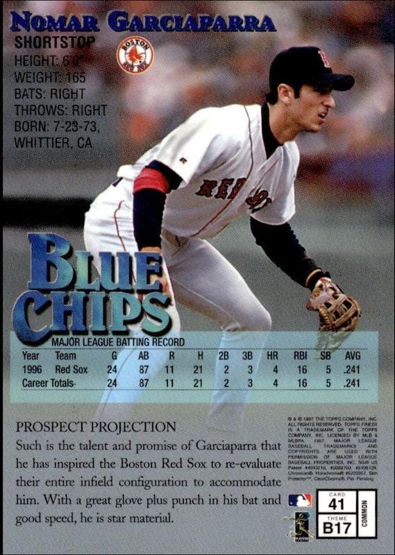 1997 Topps Finest Nomar Garciaparra #41 baseball trading card back