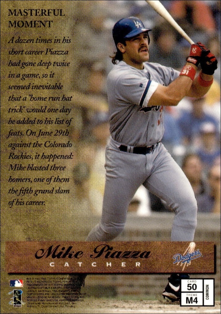 1997 Topps Finest Mike Piazza #50 baseball trading card back