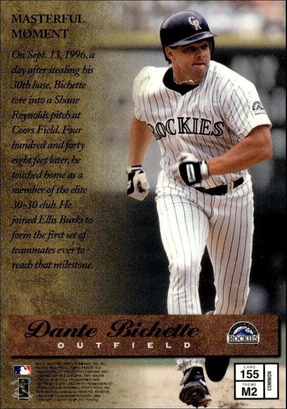 1997 Topps Finest Dante Bichette #155 baseball trading card back