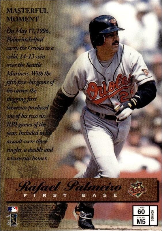 1997 Topps Finest Rafael Palmeriro #60 baseball trading card back