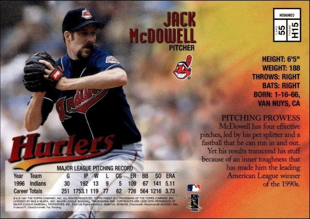 1997 Topps Finest Jack McDowell #55 baseball trading card back