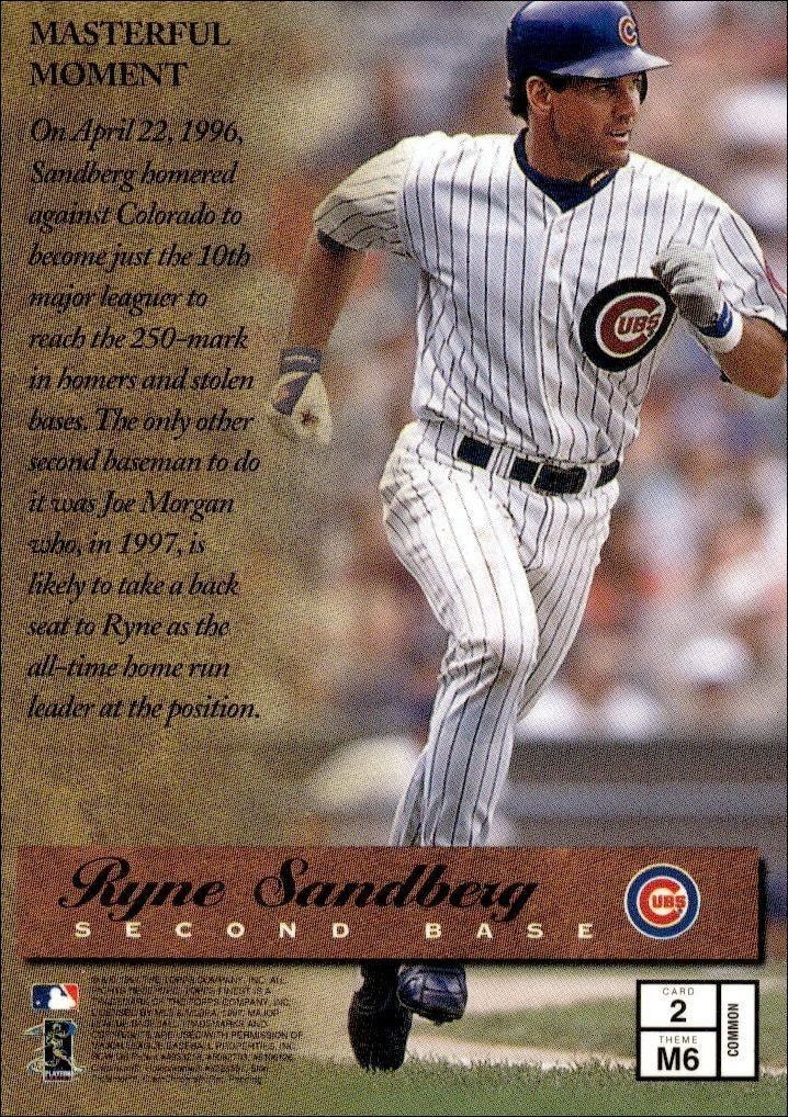 1997 Topps Finest Ryne Sandberg #2 baseball trading card back
