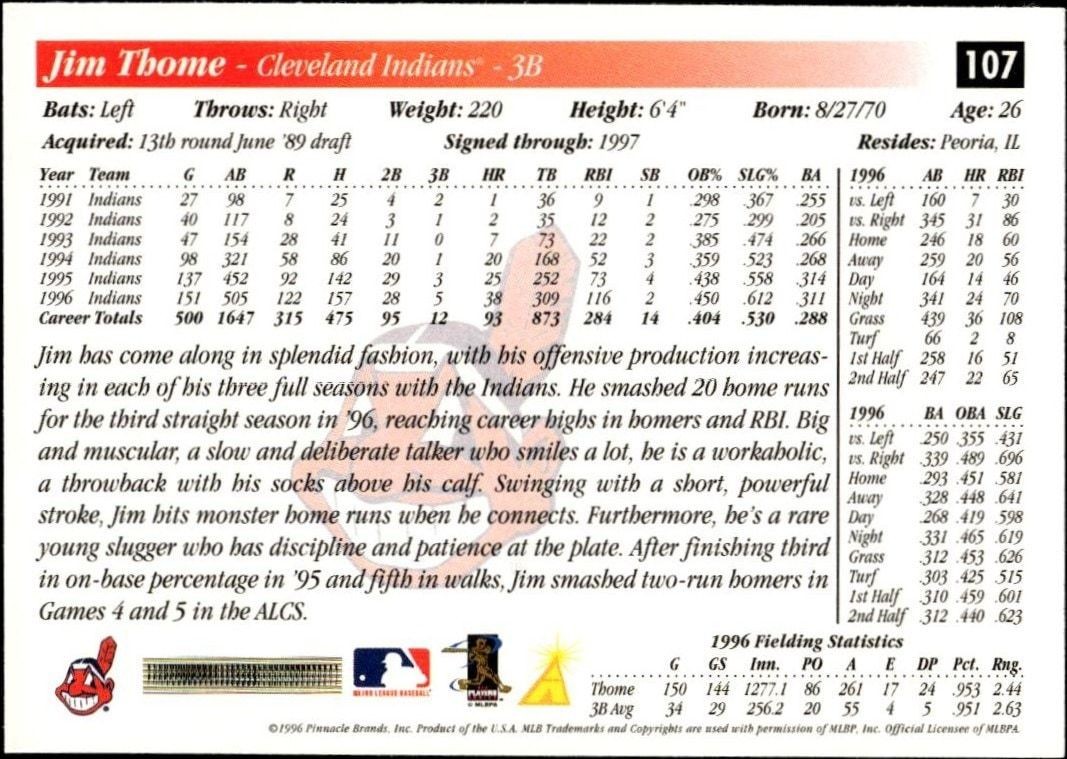 1997 Pinnacle Score Danny Tartabull #3 baseball trading card back