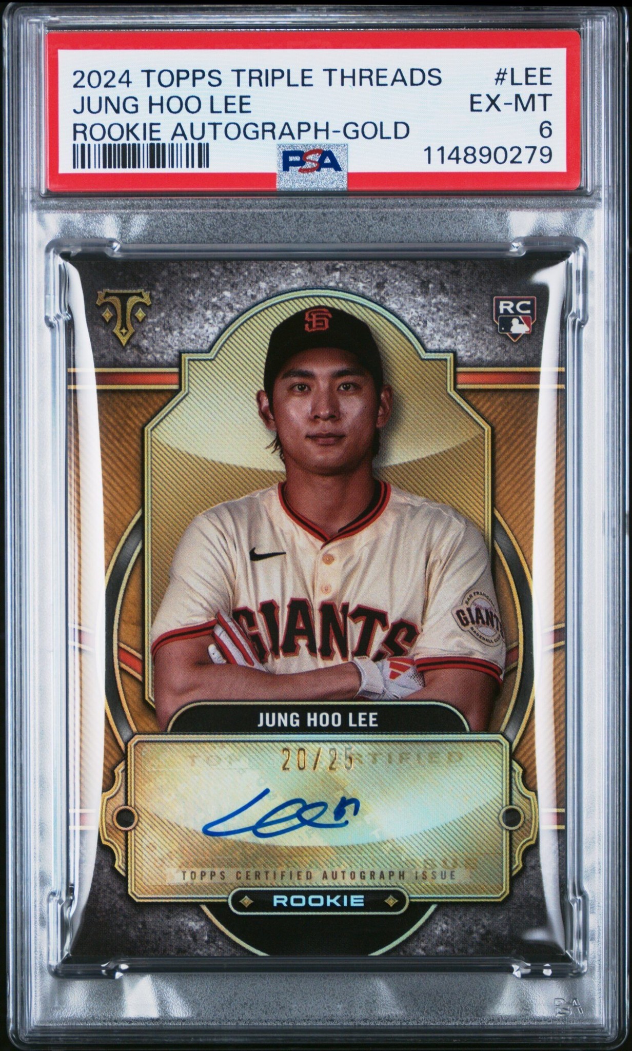 Jung Hoo Lee (Rookie Autograph · Gold · Numbered /25 · Manufacturer Autograph)