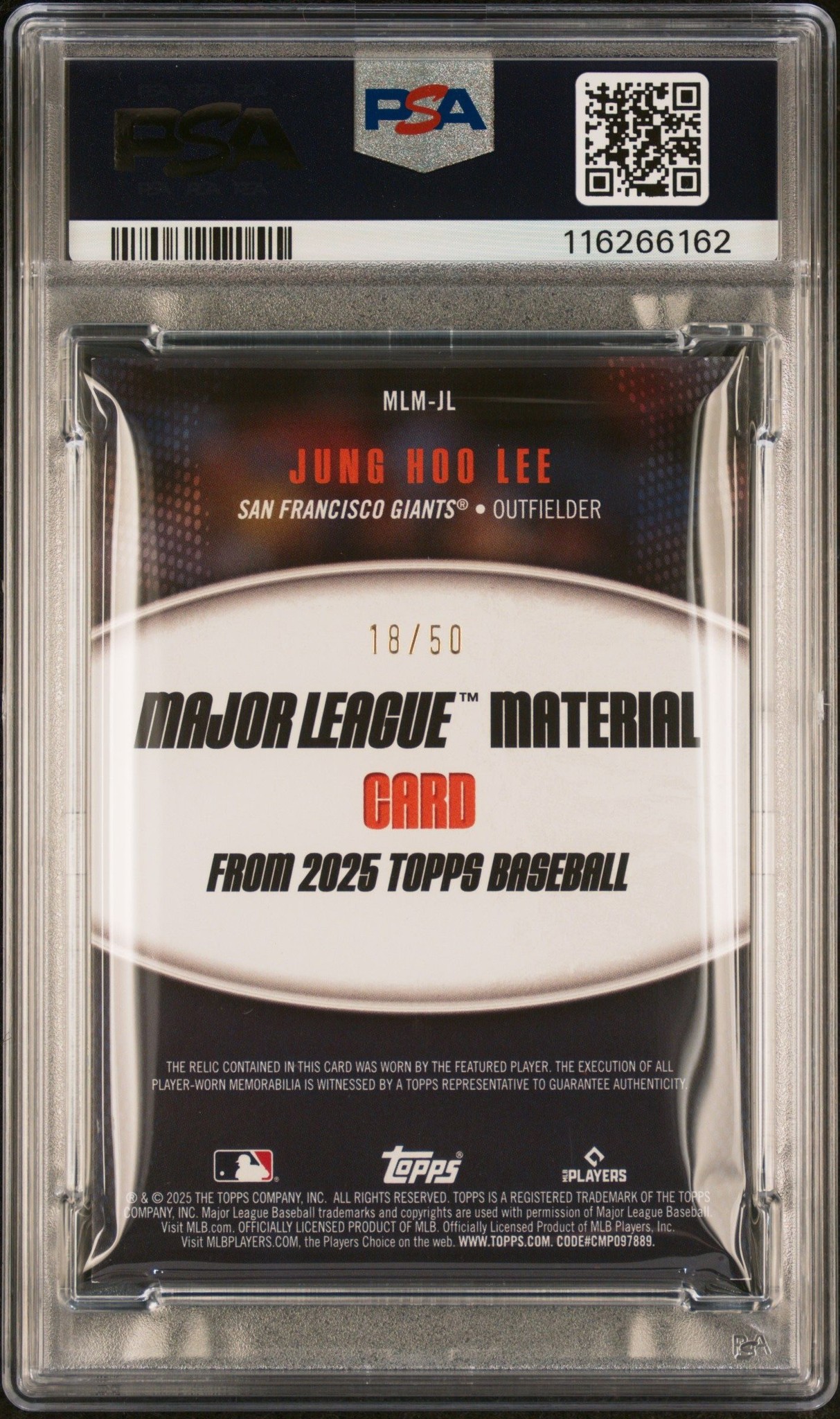2025 Topps Jung Hoo Lee #MLM-JL baseball trading card back