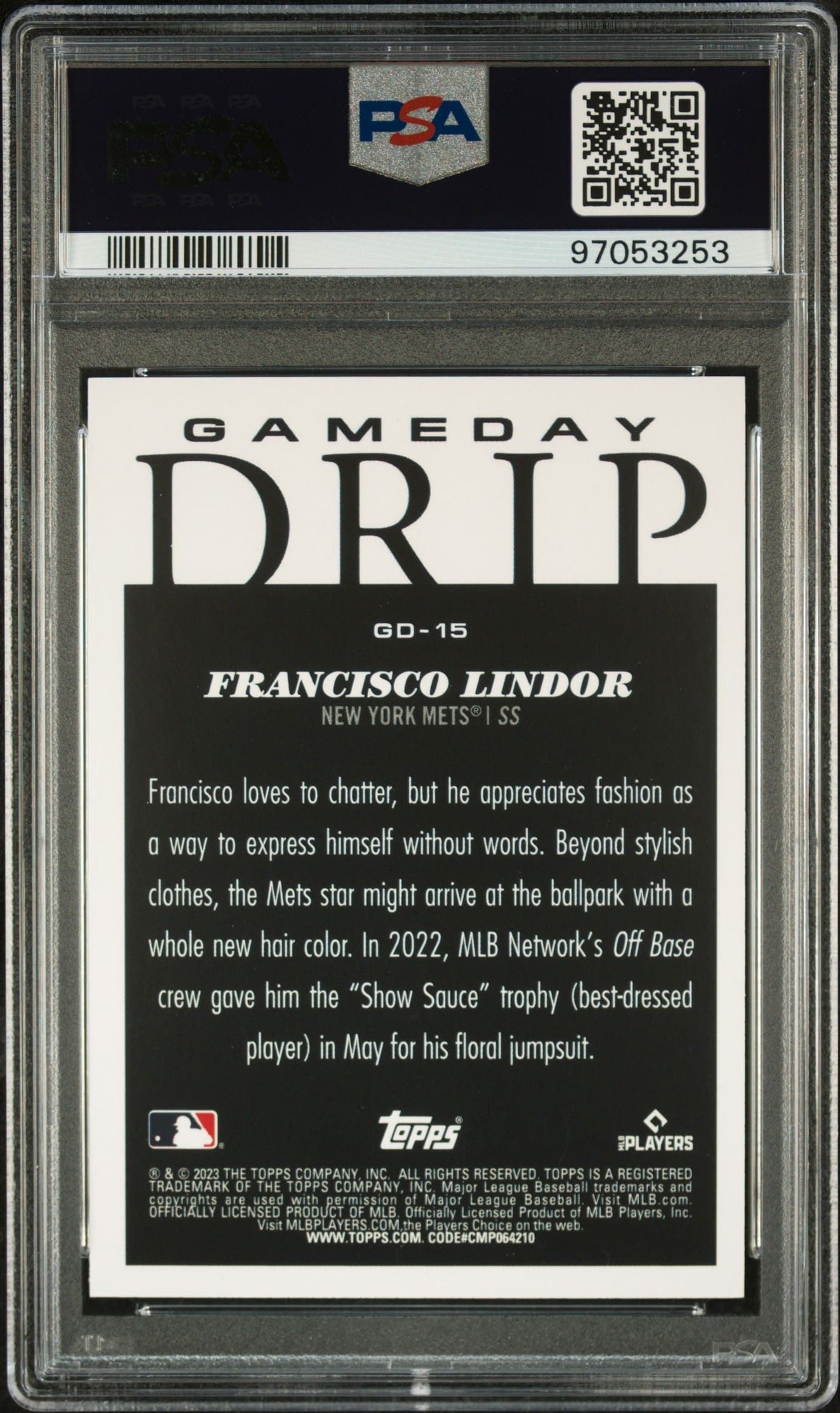 2023 Topps Big League Francisco Lindor #GD-15 baseball trading card back