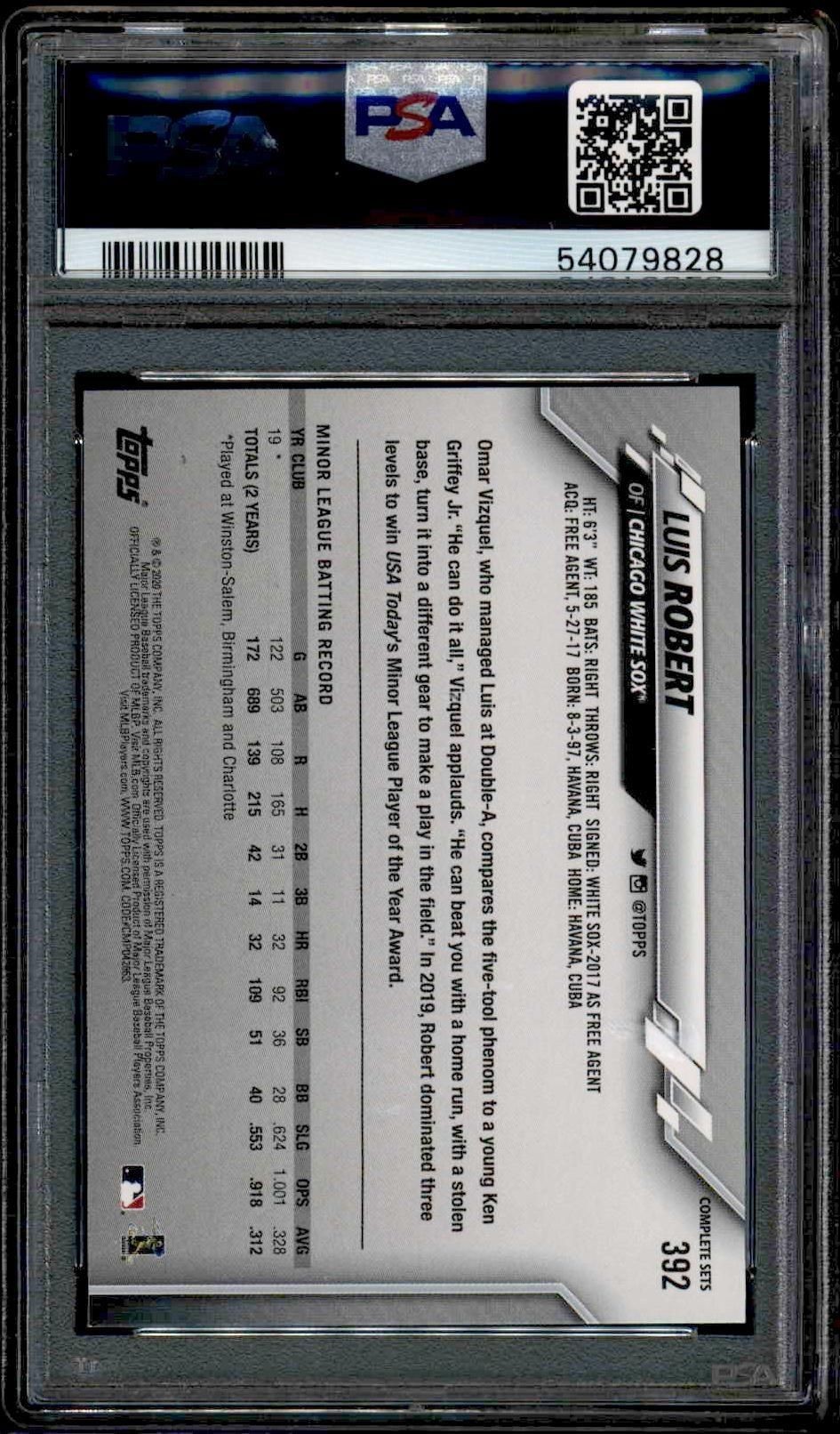 2020 Topps Complete Set Luis Robert #392 baseball trading card back
