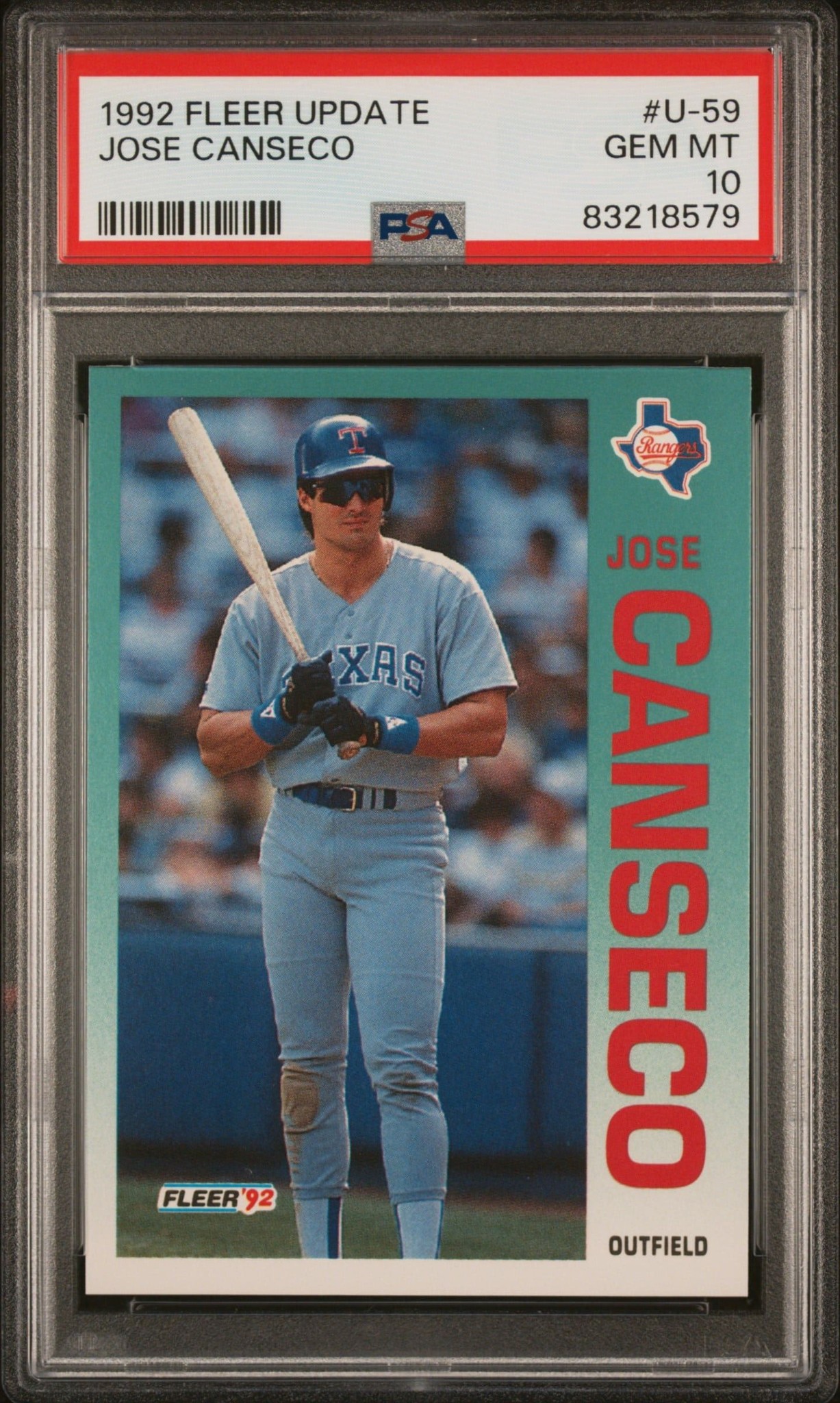 1992 Fleer Update Jose Canseco #U-59 trading card