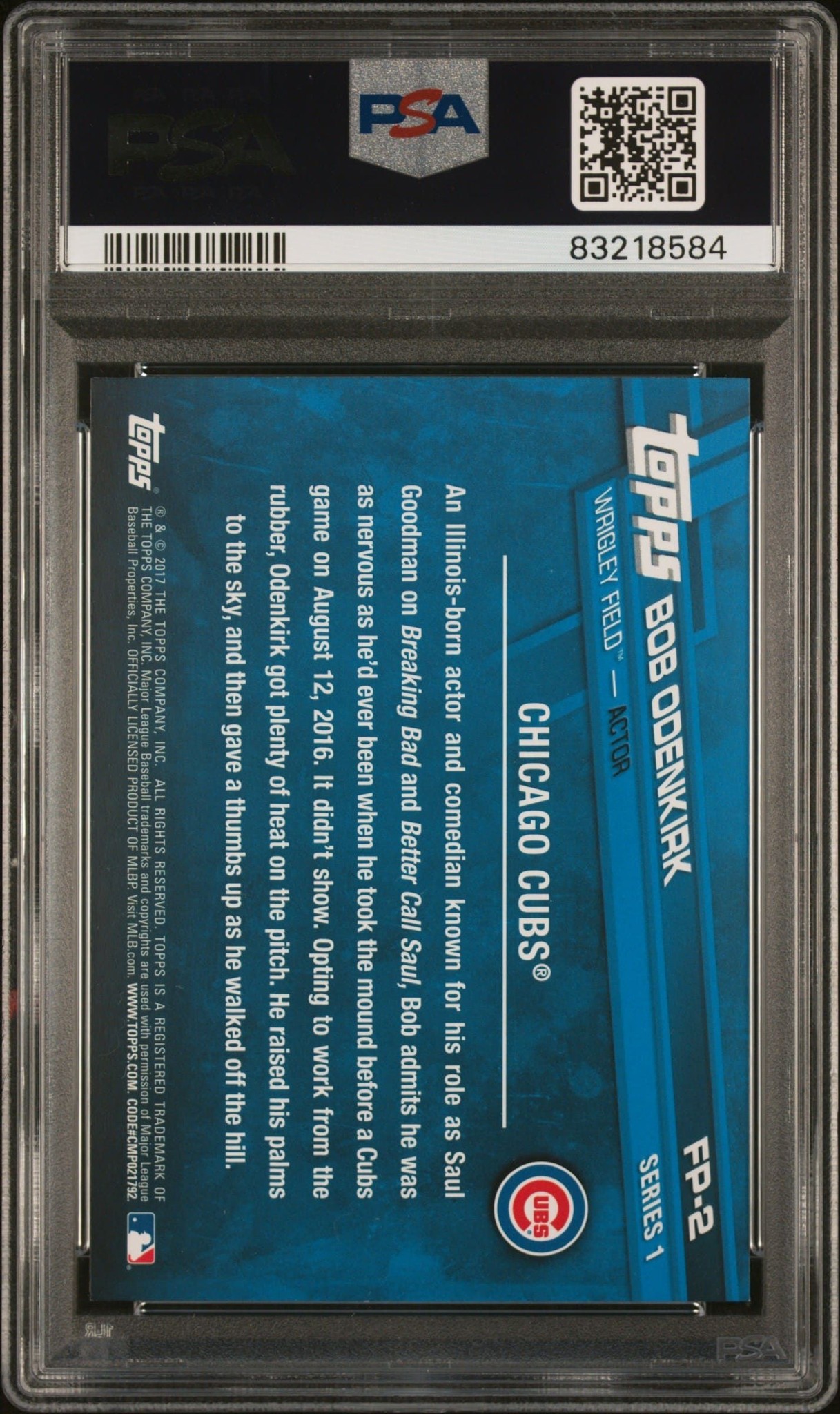 2017 Topps Bob Odenkirk #FP-2 baseball trading card back