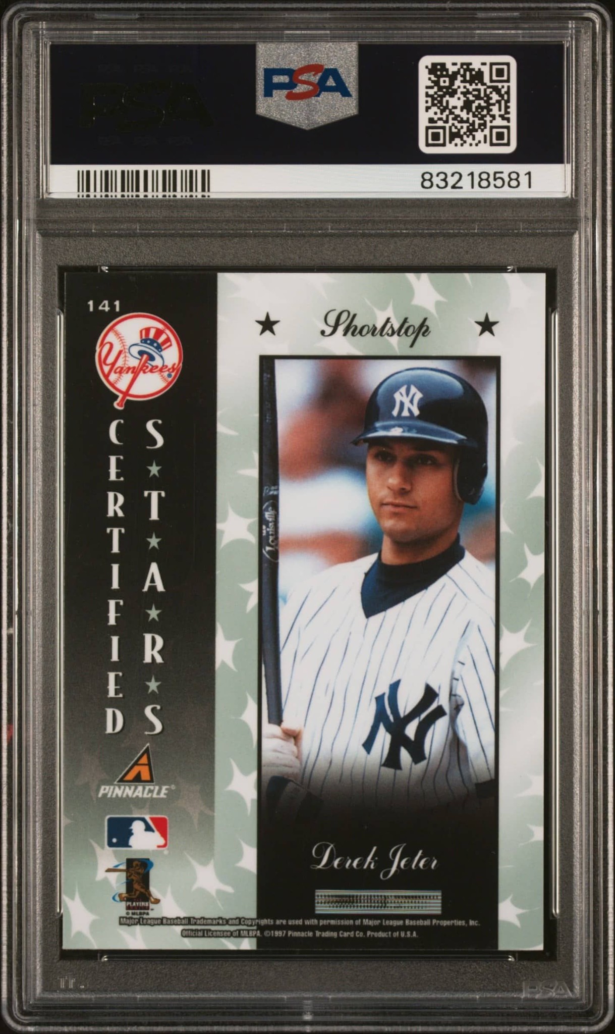 1997 Pinnacle Certified Derek Jeter #141 baseball trading card back