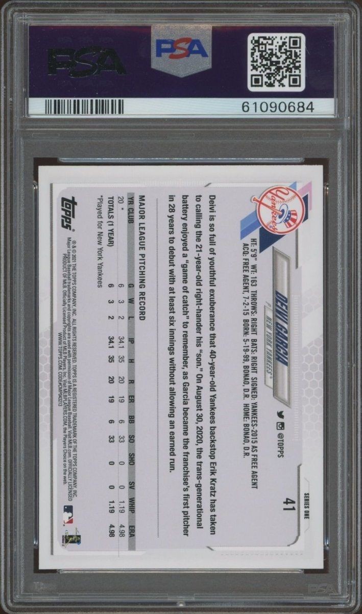 2021 Topps Deivi Garcia #41 baseball trading card back