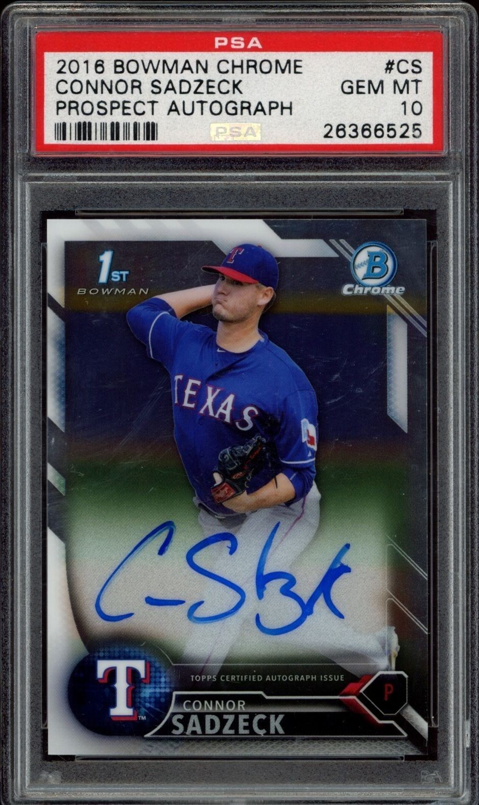 2016 Bowman Chrome Connor Sadzeck #BCAP-CS trading card