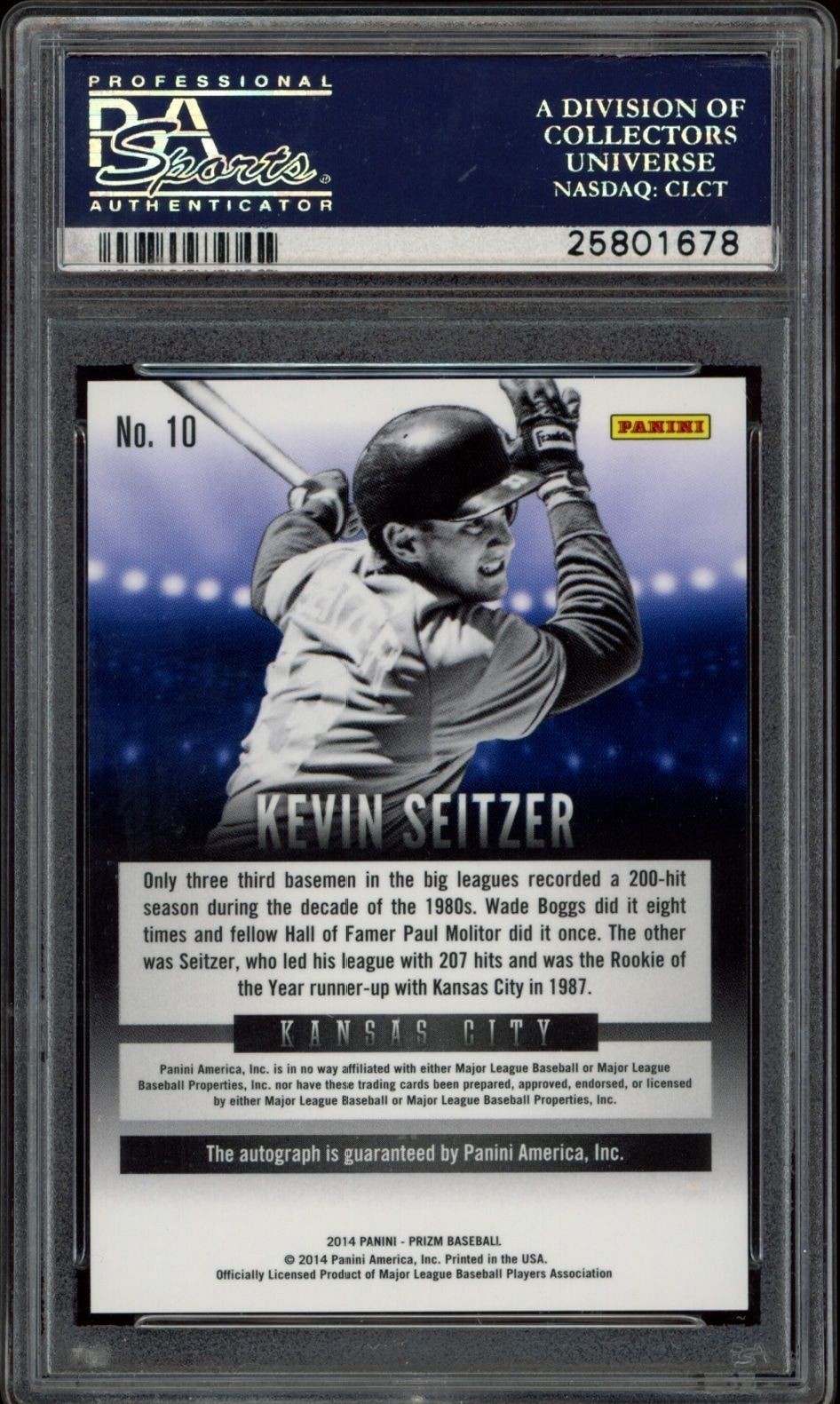 2014 Panini Prizm Kevin Seitzer #10 baseball trading card back