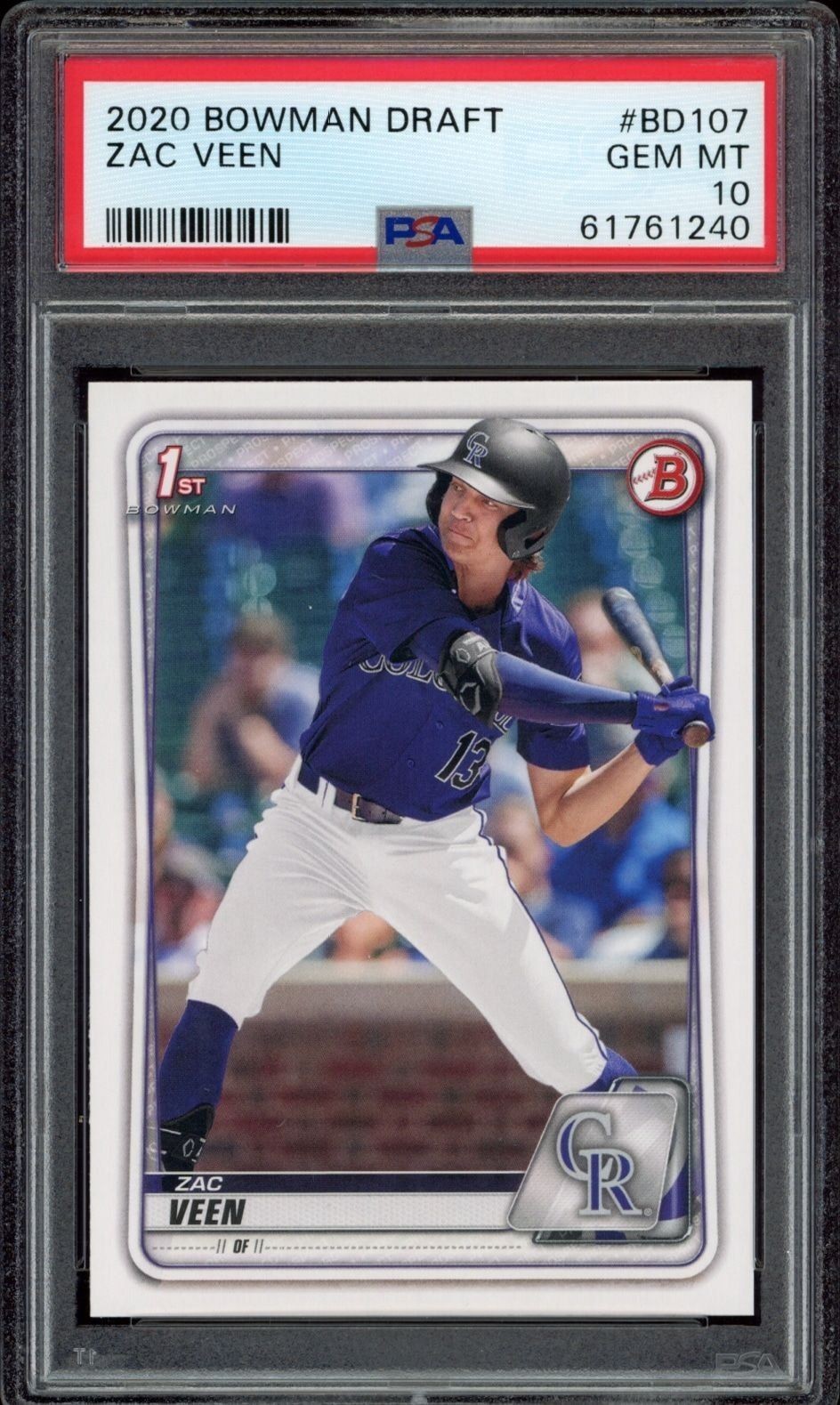2020 Bowman Draft Zac Veen #BD-107 trading card