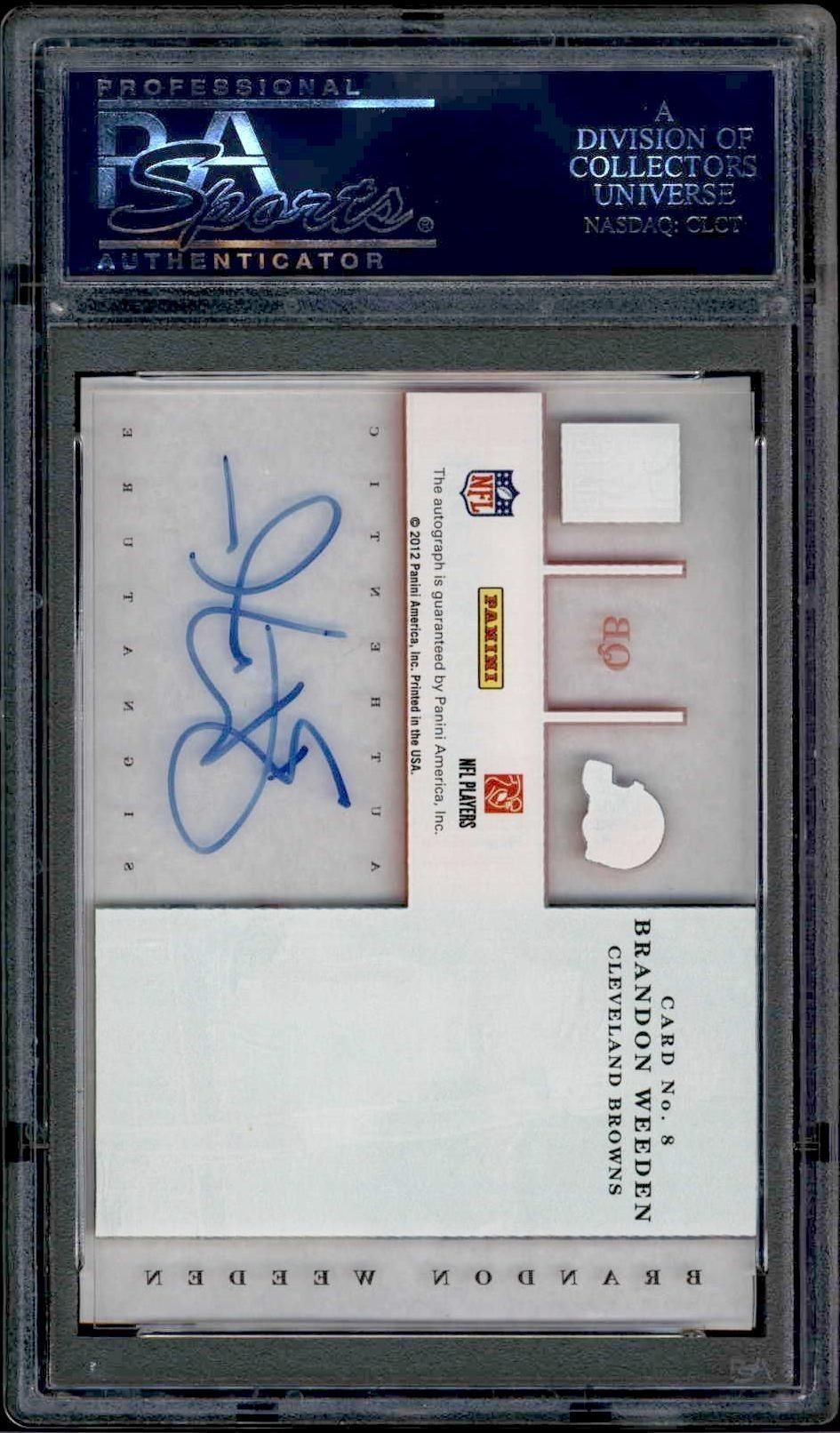 2012 Panini Elite Brandon Weeden #8 football trading card back