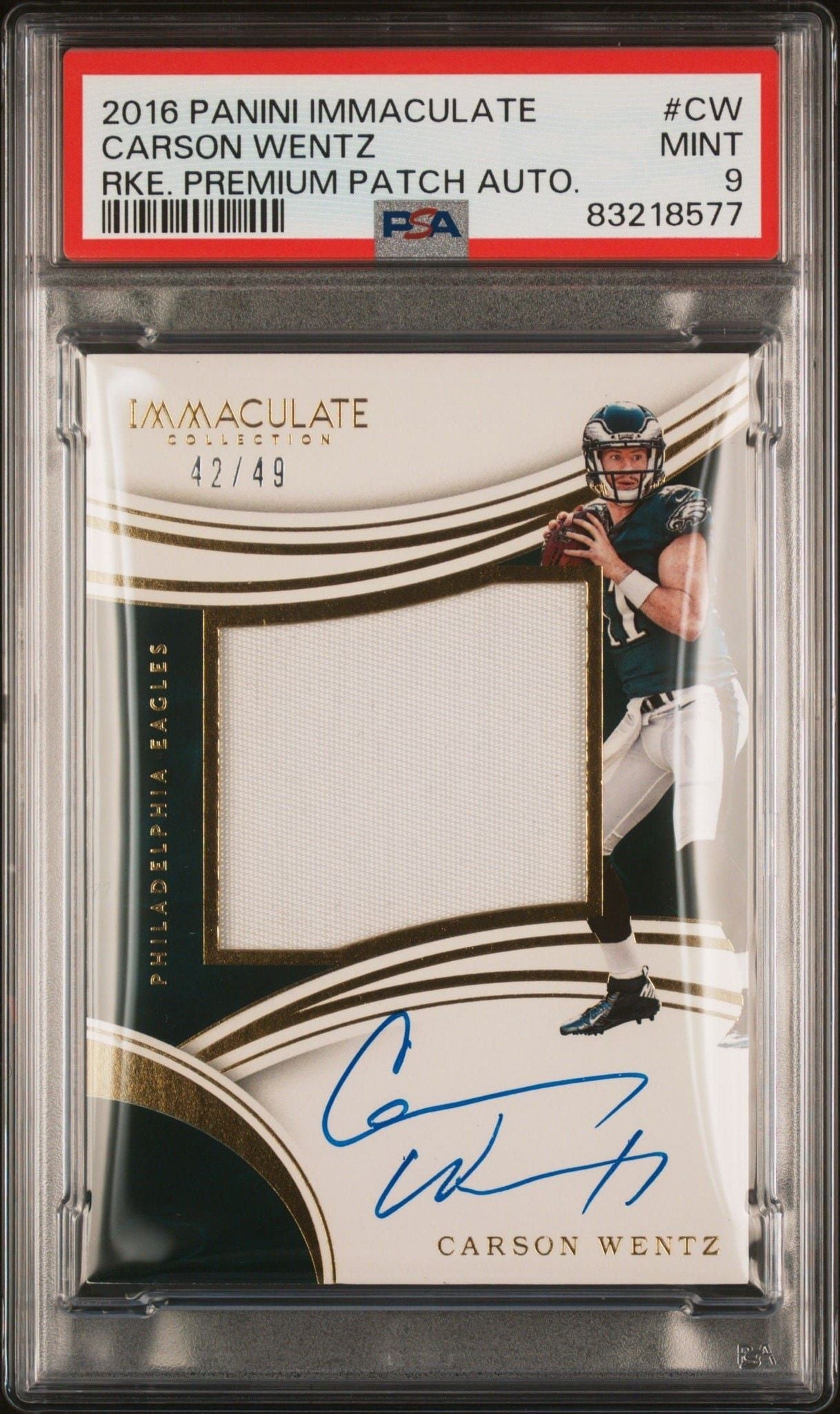 2016 Panini Immaculate Carson Wentz #CW trading card