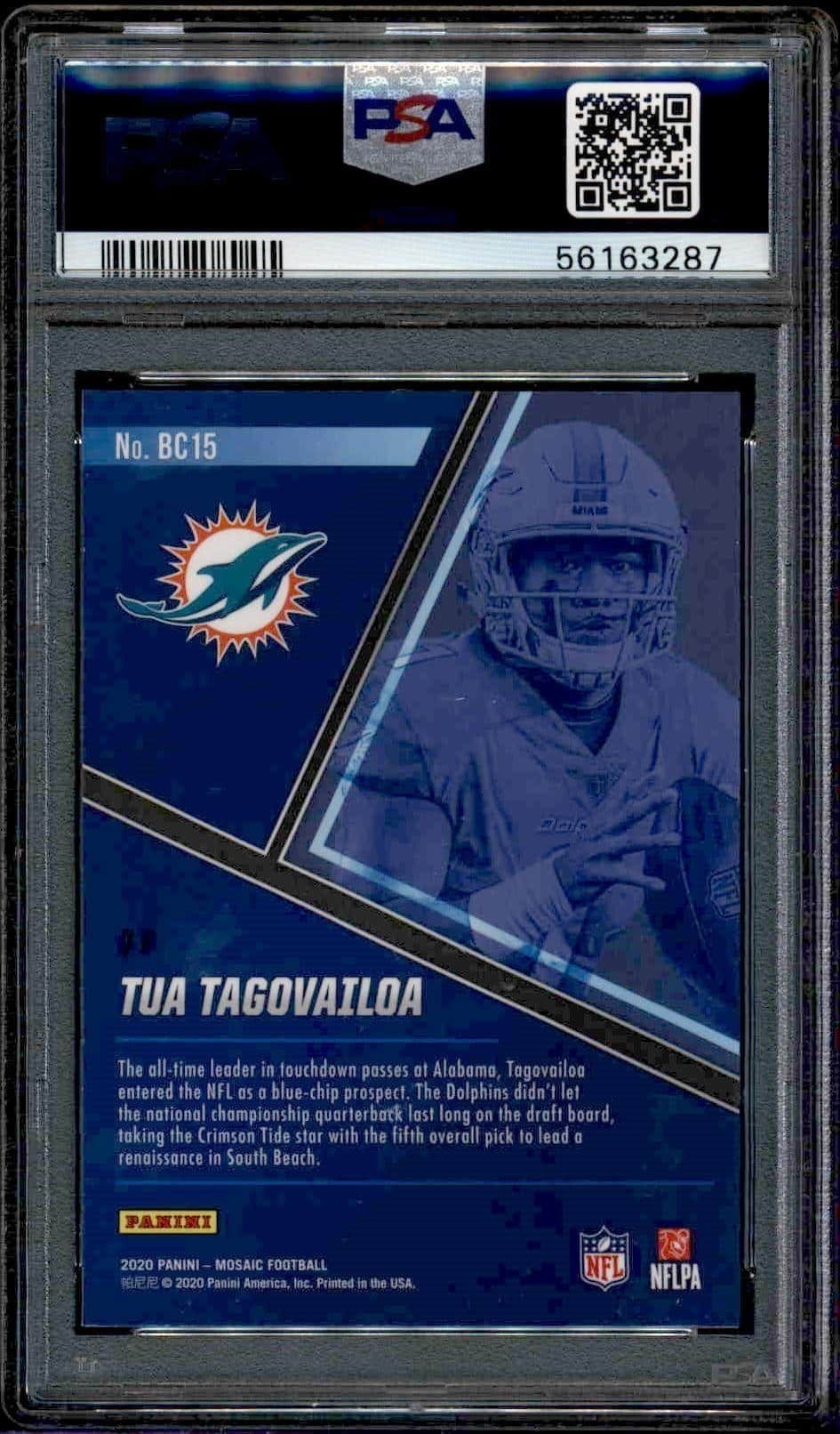 2020 Panini Mosaic Tua Tagovailoa #BC15 football trading card back