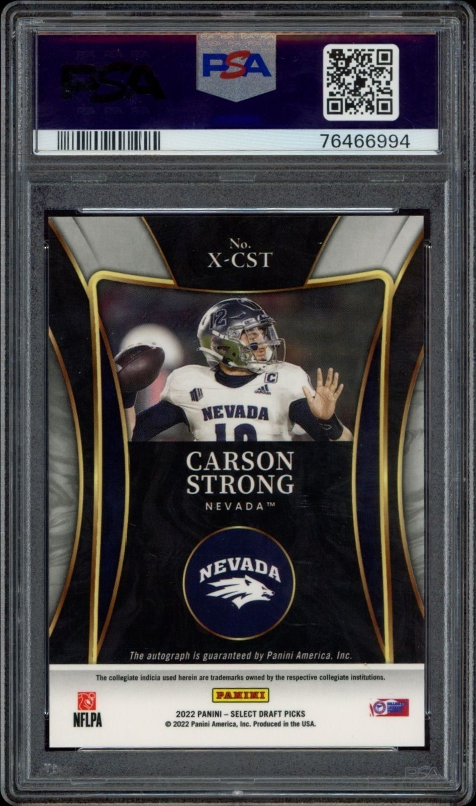 2022 Panini Select Draft Picks Carson Strong #X-CST football trading card back