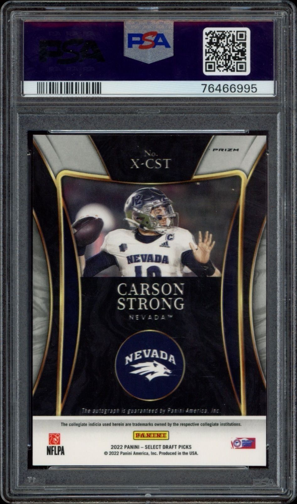 2022 Panini Select Draft Picks Carson Strong #X-CST football trading card back