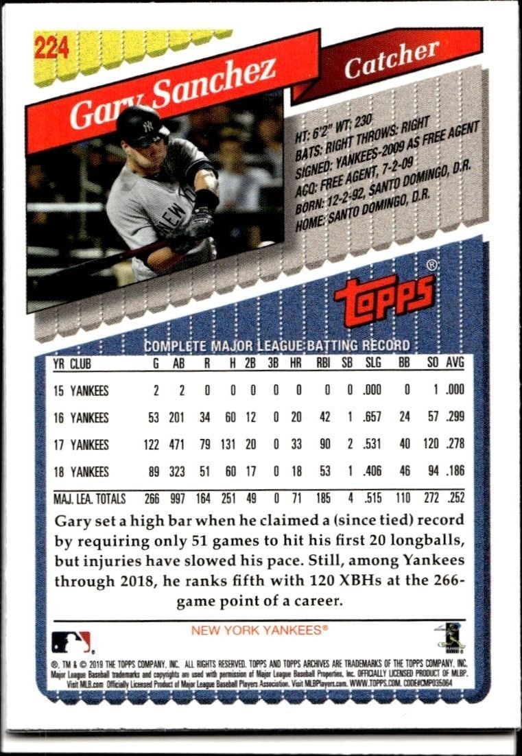 2019 Topps Archives Harmon Killebrew #266 baseball trading card back