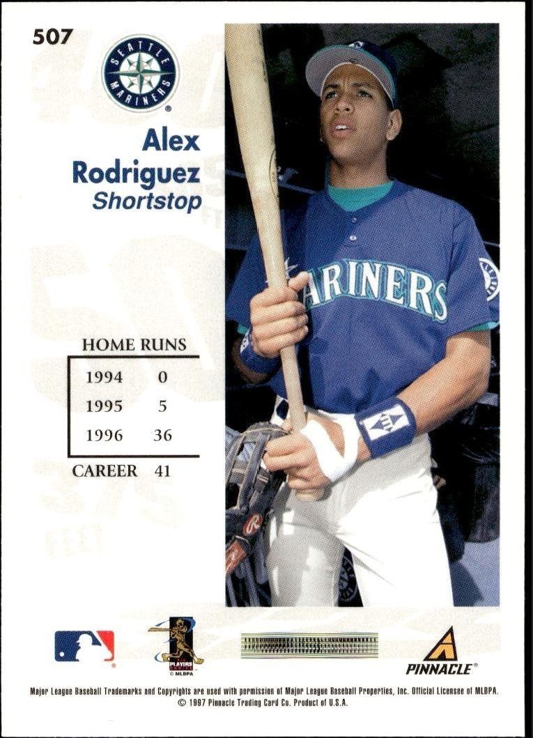 1997 Pinnacle Score Alex Rodriguez #507 baseball trading card back