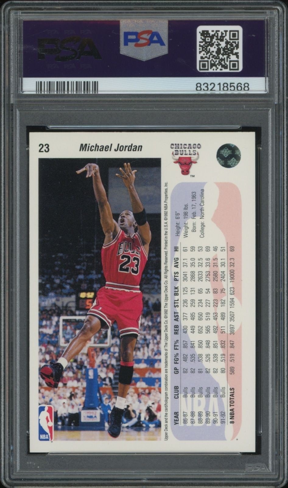 1992-93 Upper Deck Michael Jordan #23 basketball trading card back
