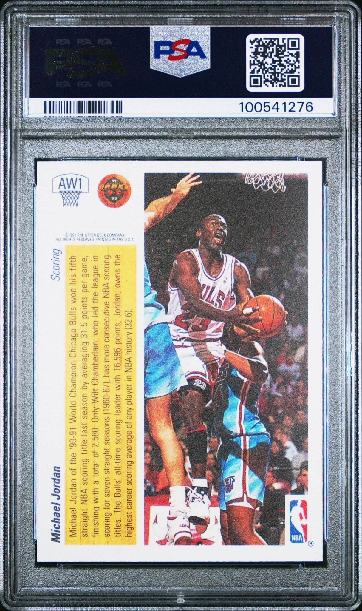 1991-92 Upper Deck Award Winner Michael Jordan #AW1 basketball trading card back