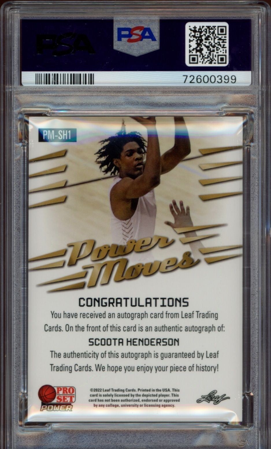 2021-22 Pro Set Power Scoota Henderson #PM-SH1 basketball trading card back
