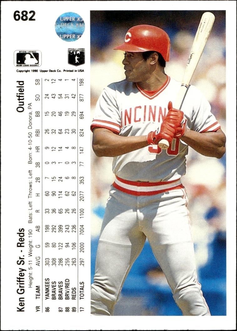 1990 Upper Deck Ken Griffey, Sr. #682 baseball trading card back