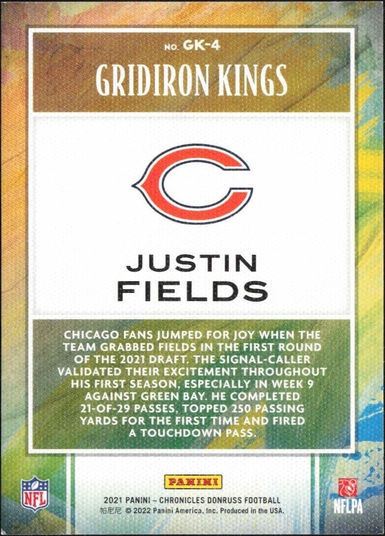 2021 Panini Chronicles Justin Fields #GK-4 football trading card back