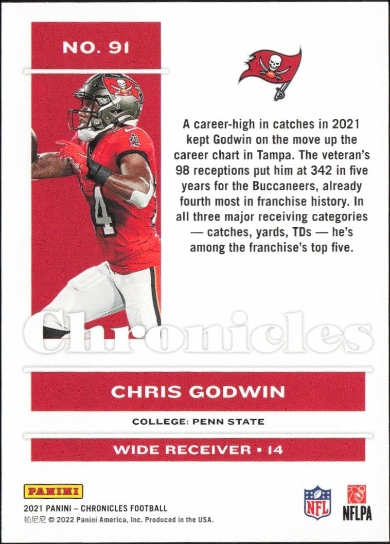 2021 Panini Chronicles Chris Godwin #91 football trading card back