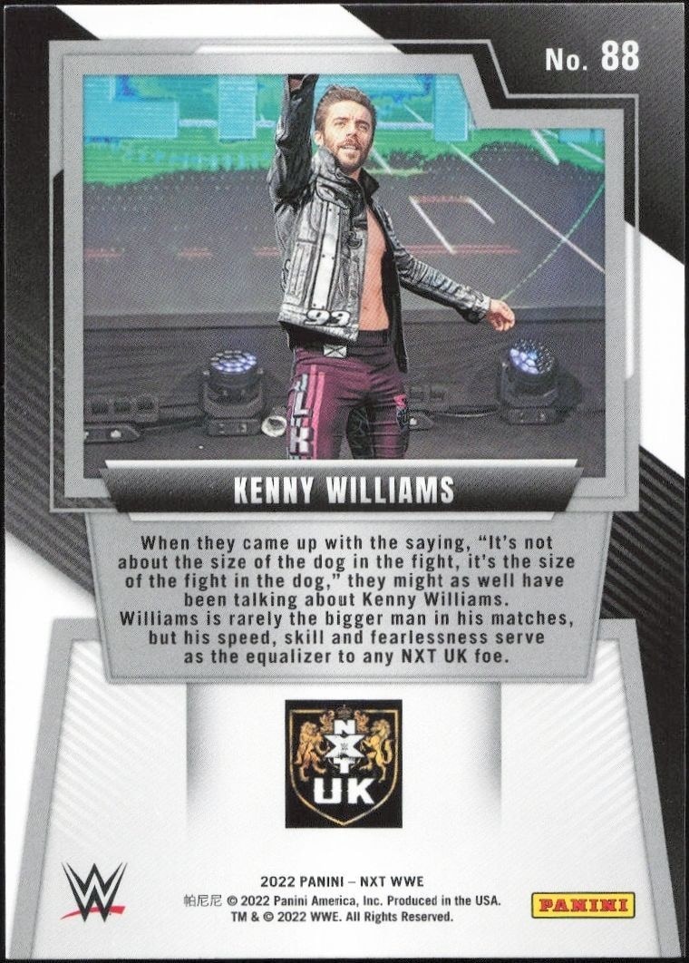 2022 Panini NXT 2.0 WWE Kenny Williams #88 wrestling trading card back