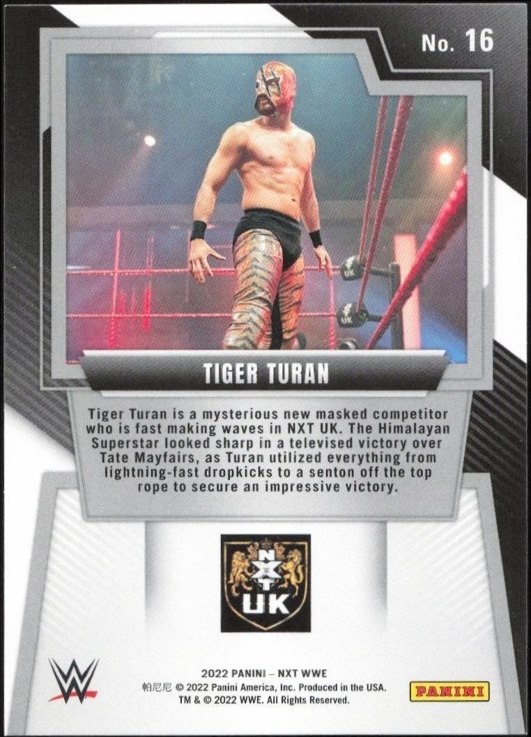 2022 Panini NXT 2.0 WWE Tiger Turan #16 wrestling trading card back