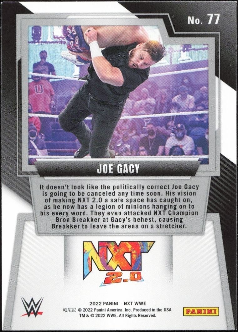 2022 Panini NXT 2.0 WWE Joe Gacy #77 wrestling trading card back