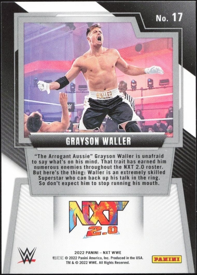 2022 Panini NXT 2.0 WWE Grayson Waller #17 wrestling trading card back