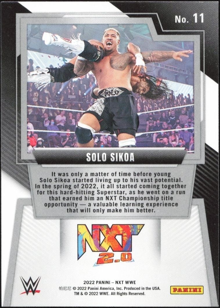 2022 Panini NXT 2.0 WWE Solo Sikoa #11 wrestling trading card back