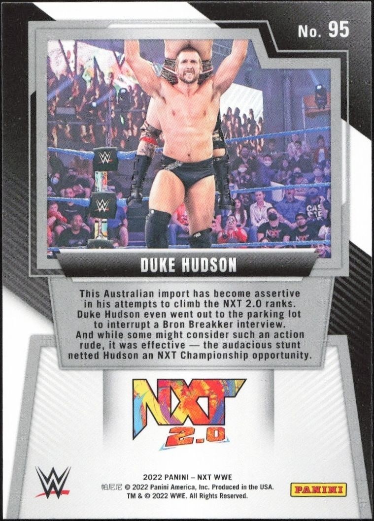 2022 Panini NXT 2.0 WWE Duke Hudson #95 wrestling trading card back