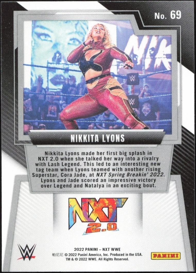 2022 Panini NXT 2.0 WWE Nikkita Lyons #69 wrestling trading card back