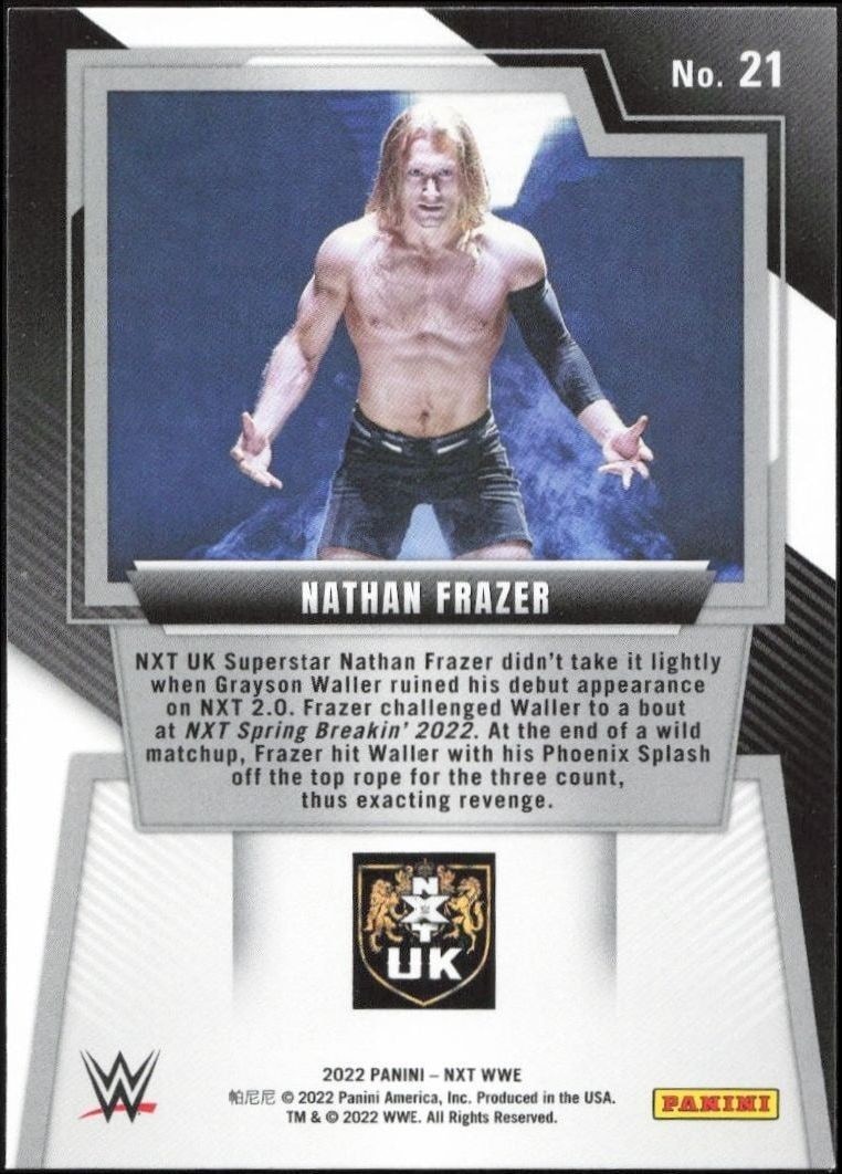 2022 Panini NXT 2.0 WWE Nathan Frazer #21 wrestling trading card back