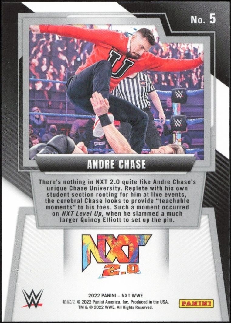 2022 Panini NXT 2.0 WWE Andre Chase #5 wrestling trading card back