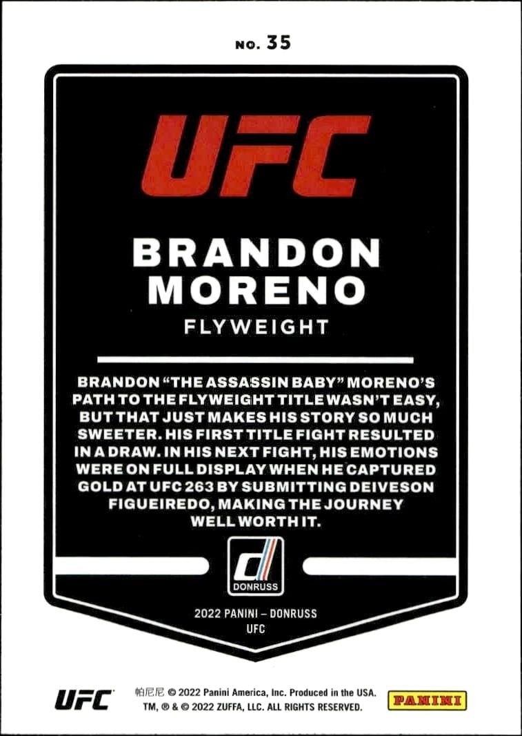 2022 Donruss UFC Brandon Moreno #35 mma trading card back